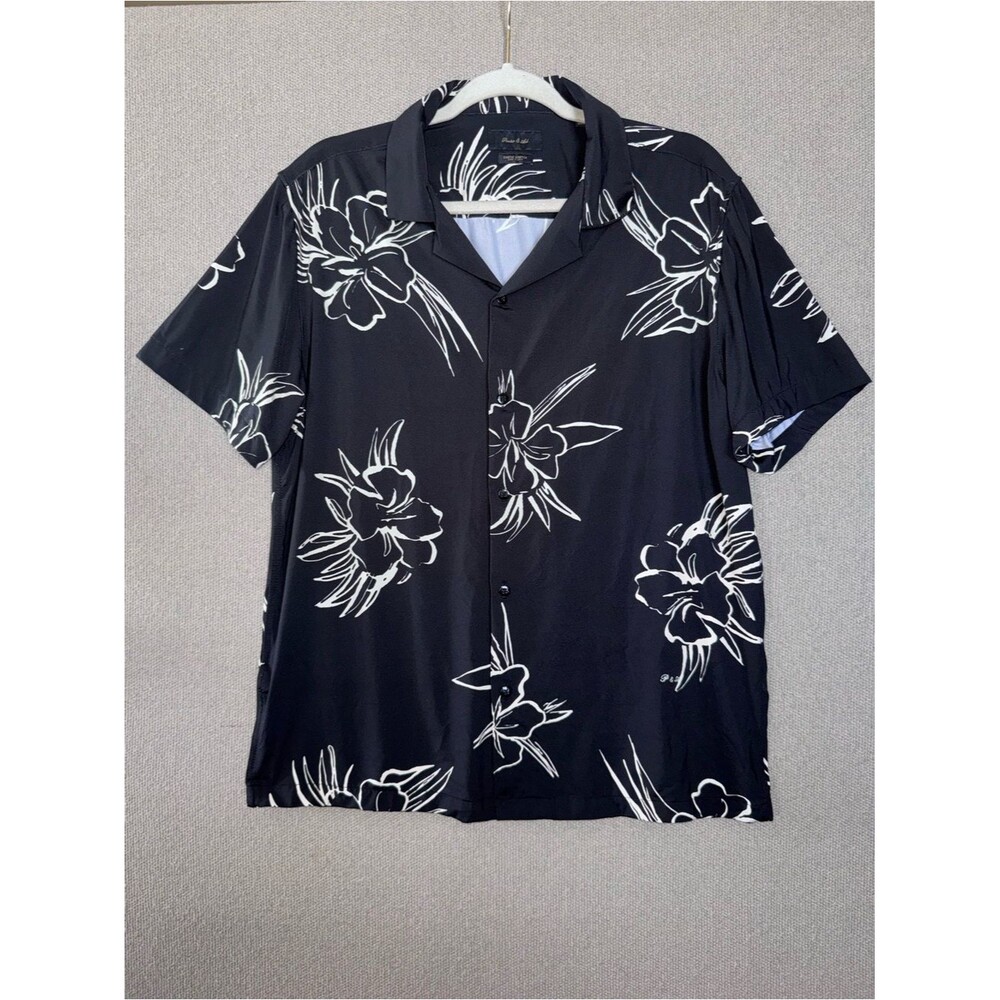 Porter & ash size large Men's Black Floral Short-Sleeve Camp button up Shirt